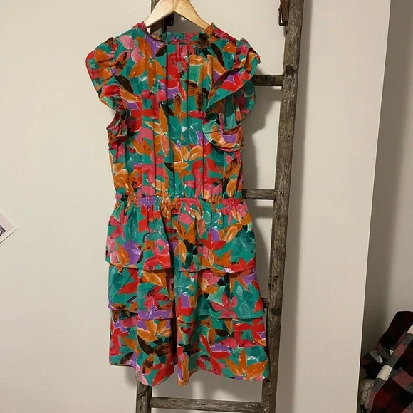 Gigio Multi-Colored Sleeveless Bold Floral Mini Dress - Picture 6 of 7